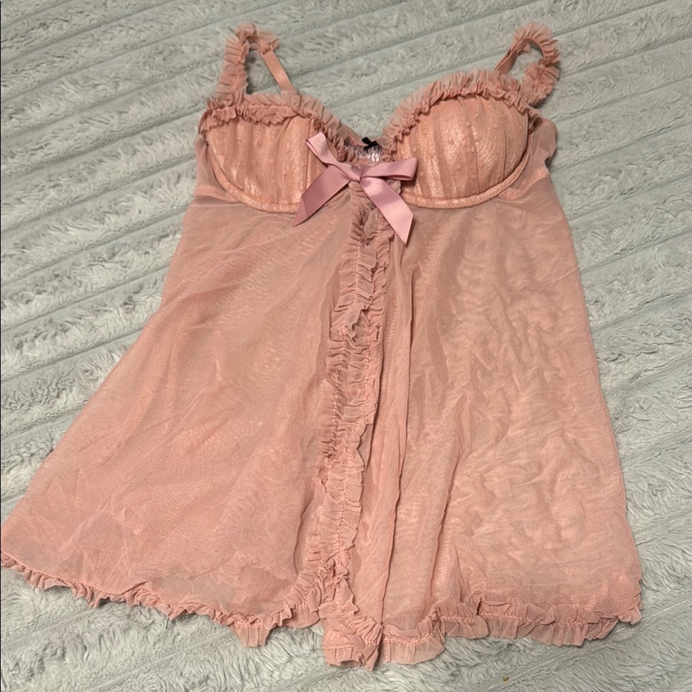 Elegant Pink Lace Babydoll